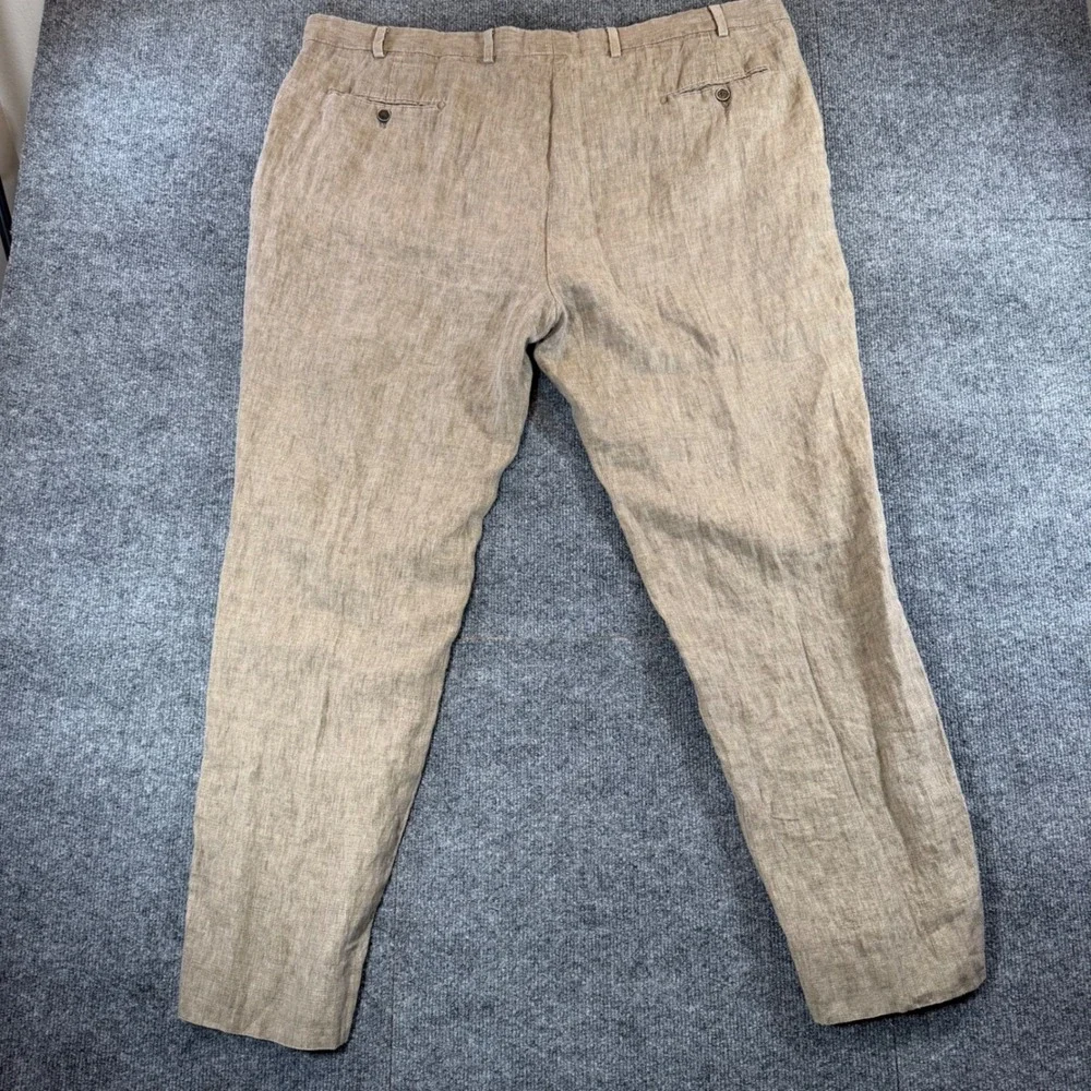 Joseph Abboud Mens 46 Brown Leomaster Italian Linen Pants Reosrt Wedding Luxury